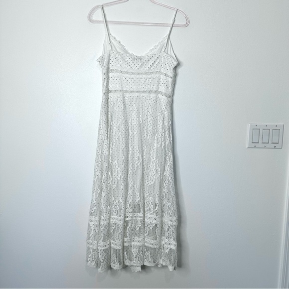 NSR Lace Midi Dress Sleeveless Fit & Flare Size M Micro Dot - Picture 5 of 13